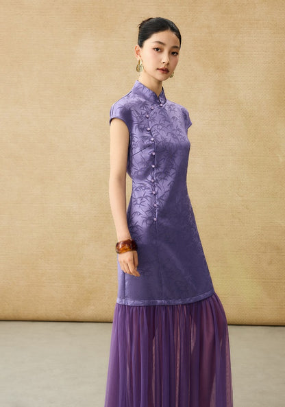 HECO Chinese Modified Diagonal Stand-up Collar Cheongsam ress- OWEN.