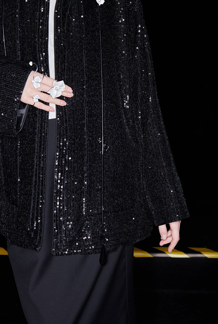 M essential Ma Kai designer Jingye embroidered fabric multi-collar structure jacket - DIVINE.