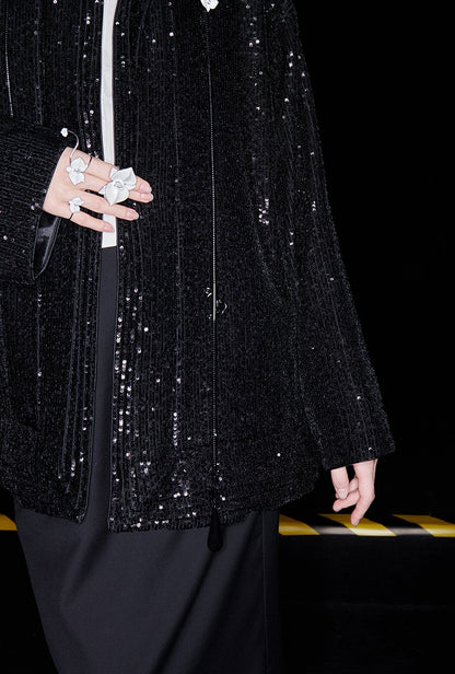 M essential Ma Kai designer Jingye embroidered fabric multi-collar structure jacket - DIVINE.