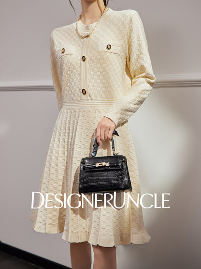 DGU "Suyu" apricot new knitted French elegant waist commuter skirt - Josephina.