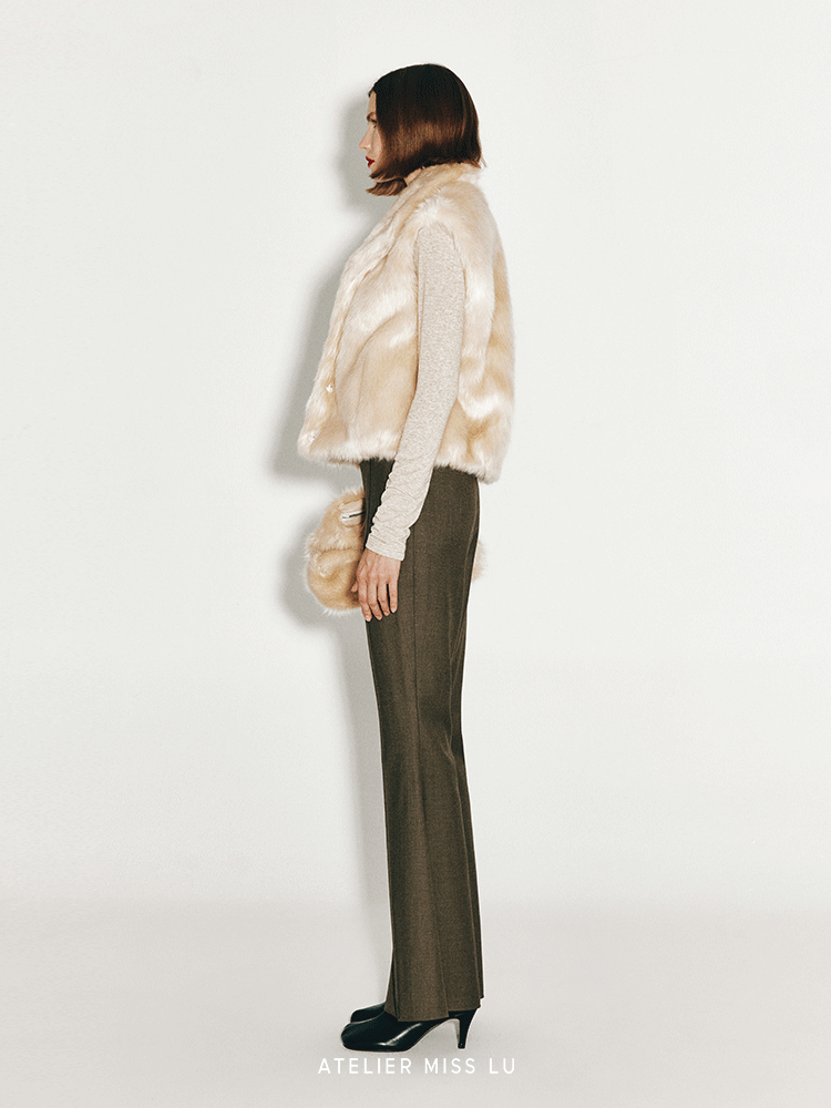 ATELIER MISS LU Gentle Winter Imitation Fur Vest - MEL