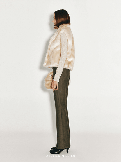 ATELIER MISS LU Gentle Winter Imitation Fur Vest - MEL