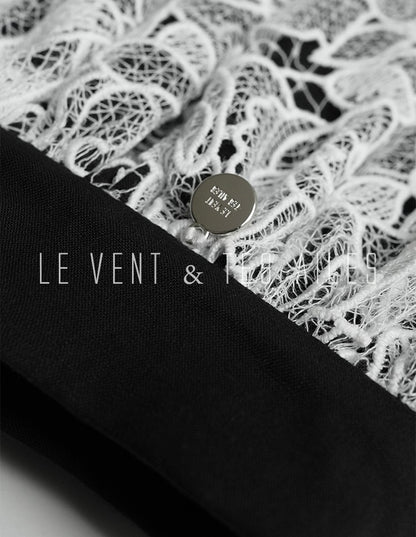 LE VENT&TES AILES French embroidery lace elegant A-line fill skirt-ESME