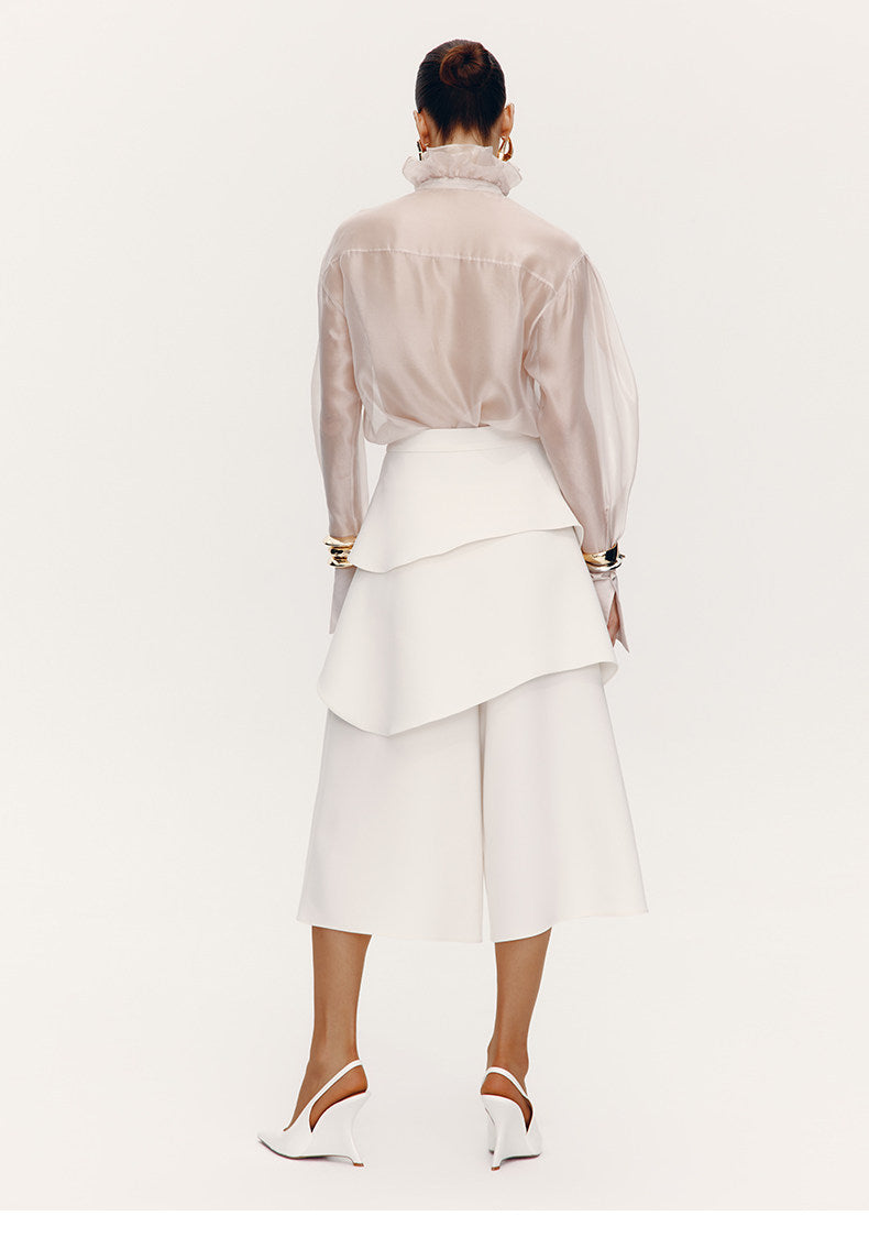 ATELIER MISS LU Fall/Winter Multi-layered Cut Splicing Cropped Culottes - SURREN