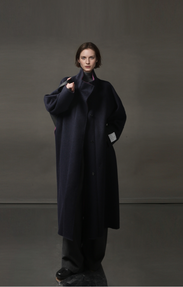 PIAOIN Women's Tweed Jacket Cashmere Long Coat-DAWN