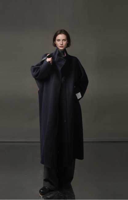 PIAOIN Women's Tweed Jacket Cashmere Long Coat-DAWN