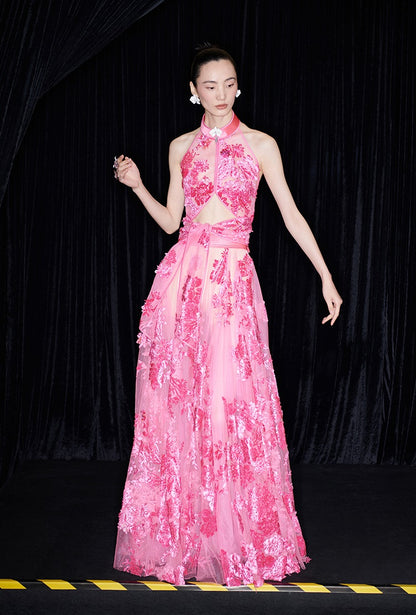 M essential Ma Kai designer falling flower embroidery nail bead lace-up top - PACK.