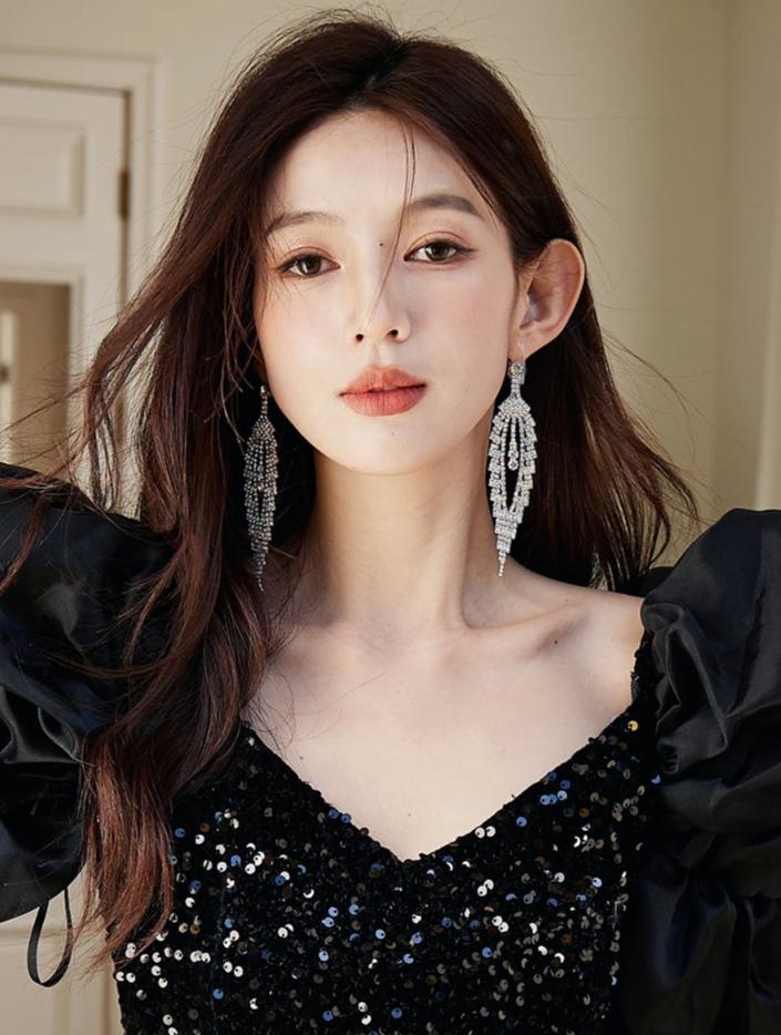 DOLLY Luxury Sparkling Full Diamond Chic Tassel Earring-CAROL