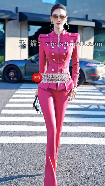 VJE  top micro flared pants two-piece set-NINI.