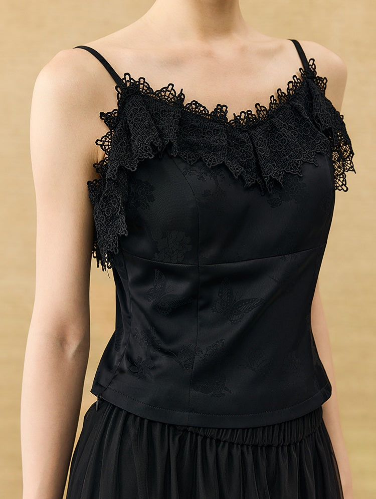 HECO Chinese High-end Acetate Lace Splicing Camisole - ZEPH.