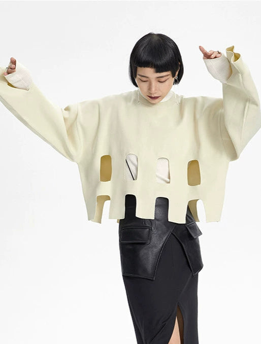 TINY IN oversize slouchy short cut-out women's sweater -BOKO