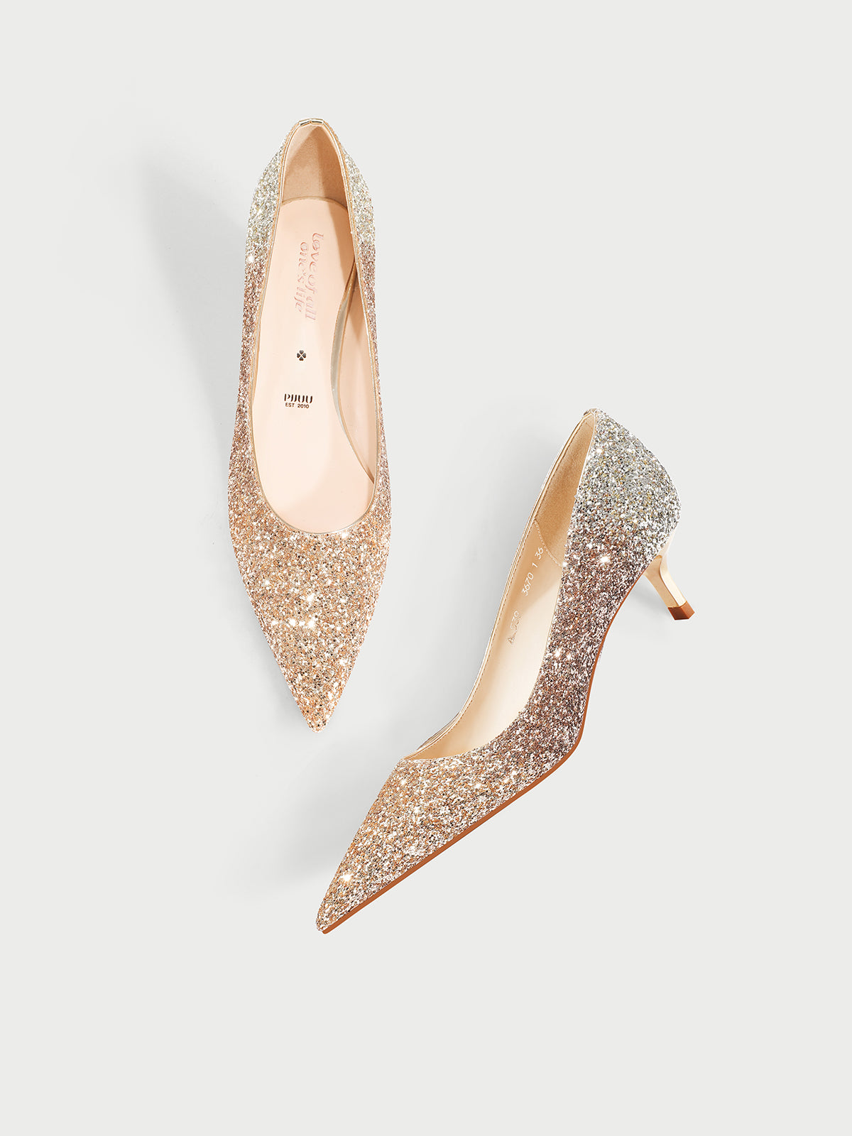 Pjjuu women's ballet flat  mid-heel kitten pointed toe wedding bridal pumps Shoes  - THRONE