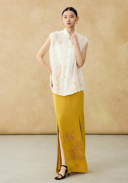 HECO summer high-waisted straight hip slit long skirt - KRISTOFF.