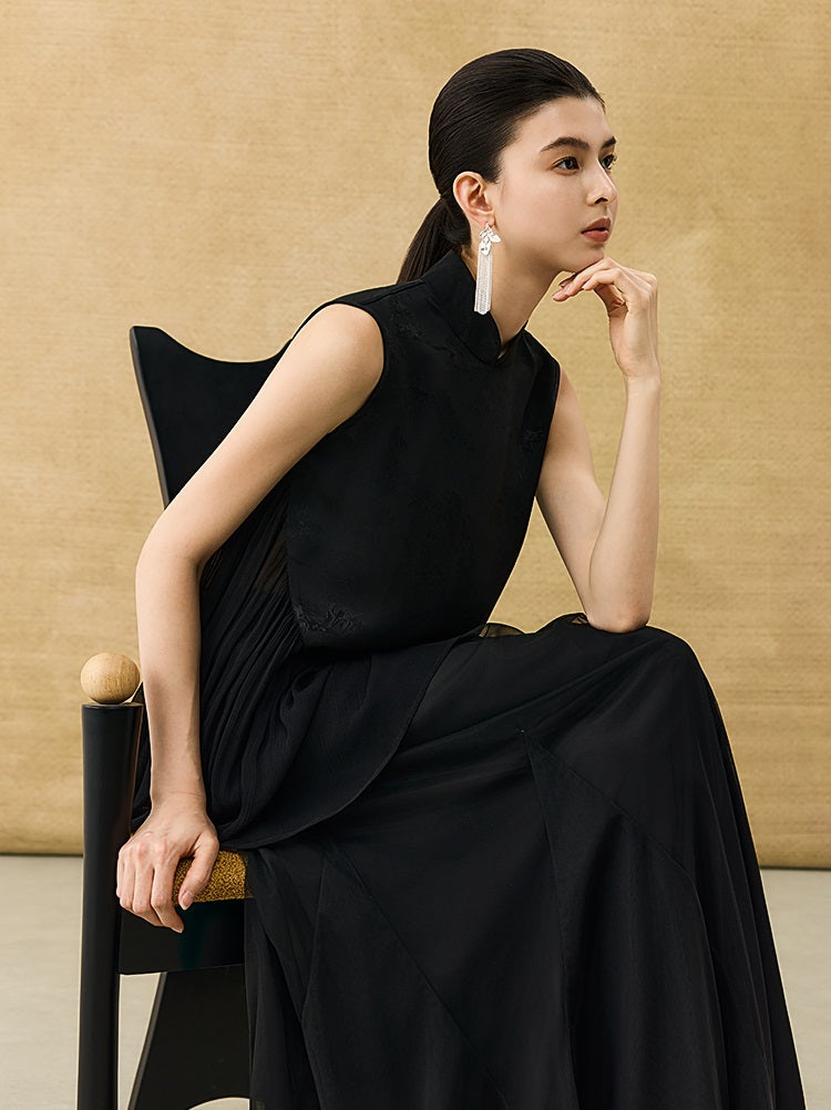 HECO New Chinese Acetate Jacquard Mesh Stitching T-Shirt - ANGEL.