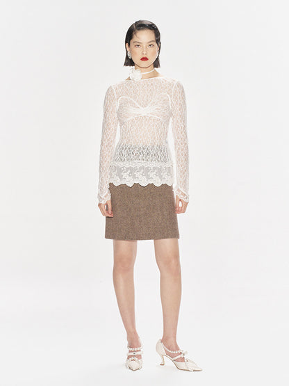FAME Laphim romantic lace studded bead top