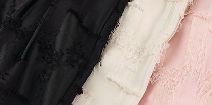 HECO jacquard loose thin wide-leg high waisted black pink apricot PANTS women - PURPOSE.