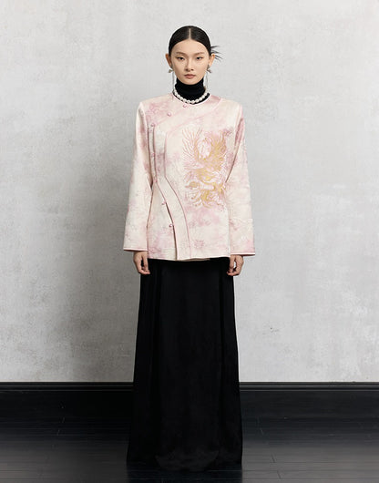 HECO 100% polyester pipa top  apricot phoenix tie-dye jacket women - guts.