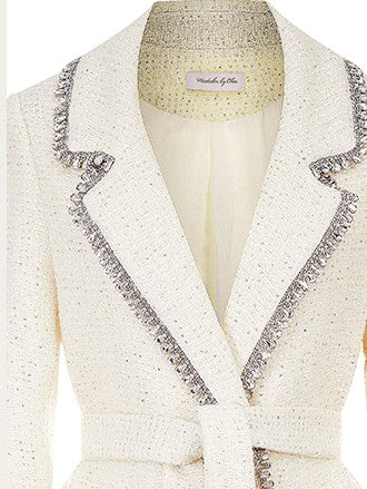 Wardrobes By Chen Luxury White Long Sleeve  tweed Autumn spring Coat-Ashely