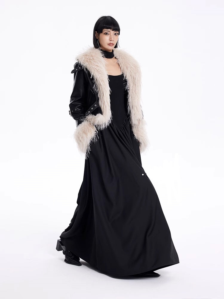 TINY IN cotton leather fur women's black jacket -JACK