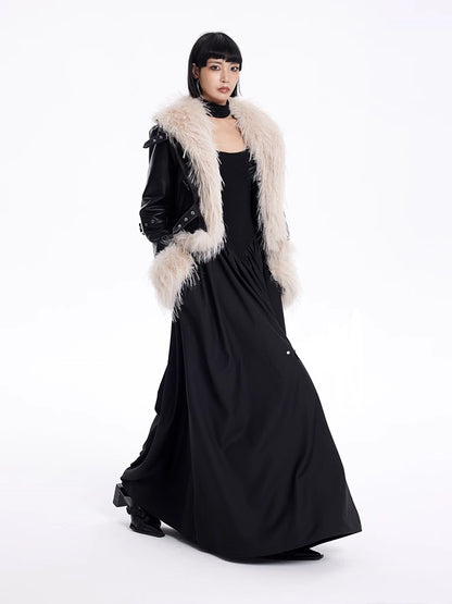 TINY IN cotton leather fur women's black jacket -JACK