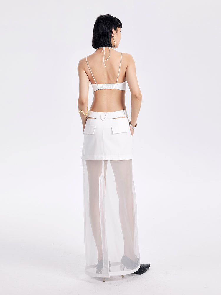 TINY IN mesh spliced two-piece long skirt -TOSHI