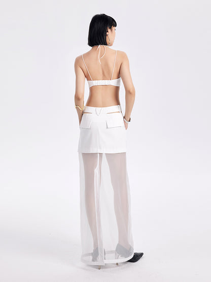 TINY IN mesh spliced two-piece long skirt -TOSHI
