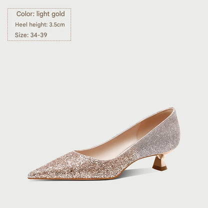 PJJUU low-heeled golden shoes - ALLEY.