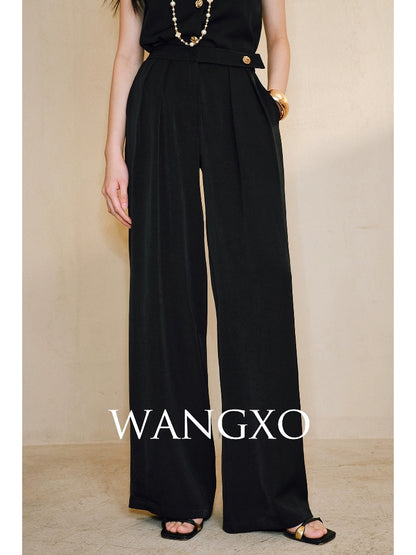 WANGXO | Skin-Friendly Fabric with High-End Metal Buckle Hand-Pinched Layered Urban Suit -NIXI