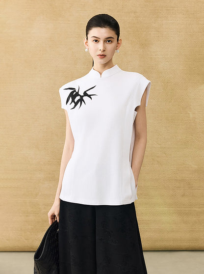 HECO Chinese Bamboo Leaf Print Short Sleeve T-Shirt - CHASE.