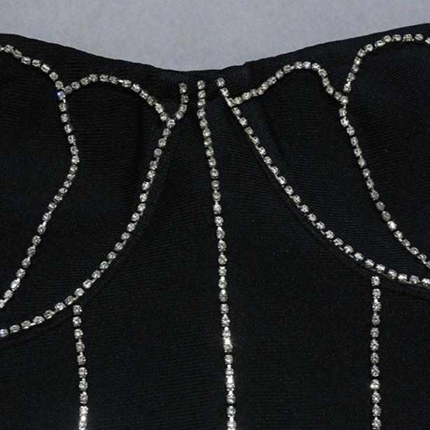 DOLLY Elegant Black and White Sleeveless Chest Wrap Bandage Midi Dress-BABE