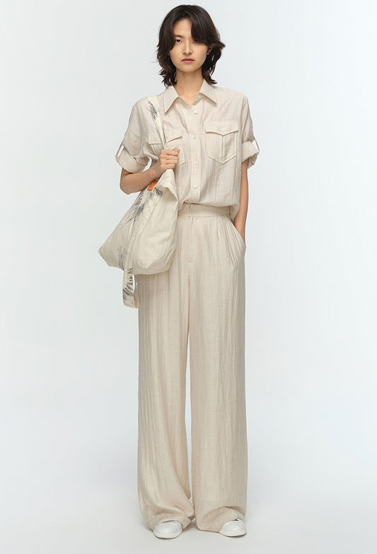 COMME MOI summer women's lapel loose short-sleeved shirt - EEMA.