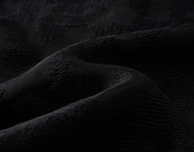 COMME MOI silk embroidered black slit midi skirt - LONDON.