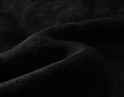 COMME MOI silk embroidered black slit midi skirt - LONDON.