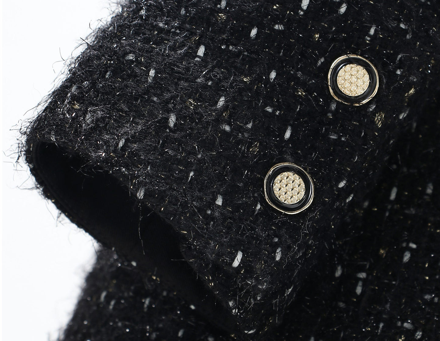 WANGXO | Luxury Tweed Shiny Texture Square Neck Waist Dress-MILA.