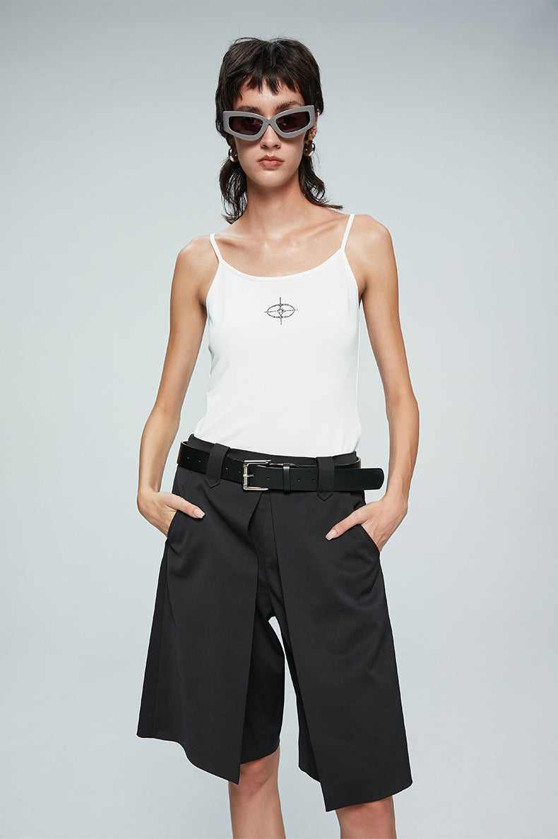 ANNAKIKI Casual Underwear Pleated Twill Simple Medium Pants-ROXIANNA