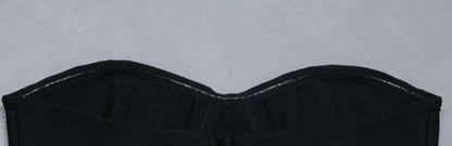 DOLLY Elegant Black and White Sleeveless Chest Wrap Bandage Midi Dress-BABE