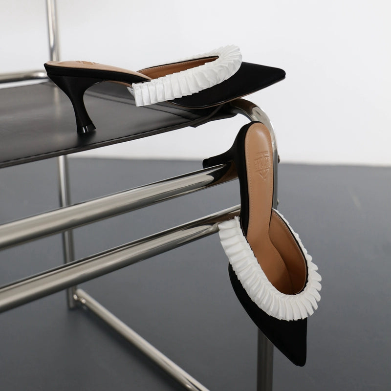 B-FEI French Semi-Drag Pointed Toe Mid-Heel-CHROLLO.