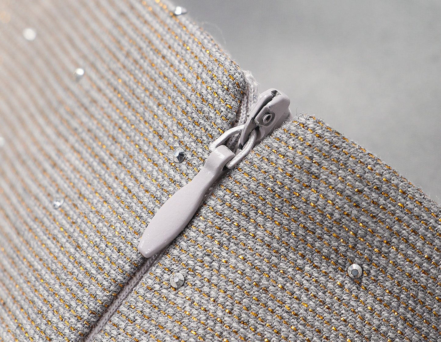 WANGXO | Silver Silk Truncated Shoulder Box Coat & Slip Dress Set -VERA.