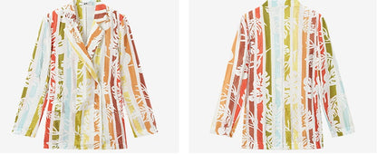 COMME MOI  summer casual color stripe print suit - EVELYN.