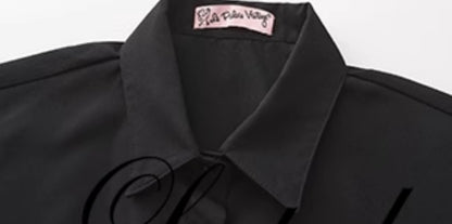 Le Palais Vintage black wrap short shirt ruffled puffy skirt-CALCIFER.