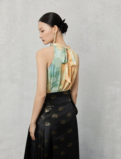 HECO silk tie-dye jacquard vest camisole top women - grat.