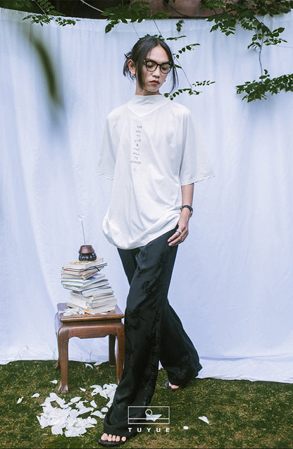TUYUE satin weave straight wide-leg casual trousers - JAY.