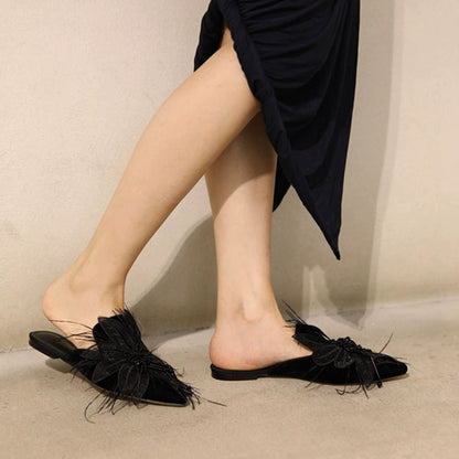 B-FEI embroidery rhinestone mules flat French sole-PSYKO.