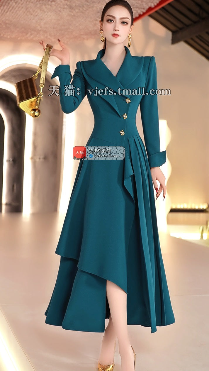 VJE double-collar long sleeved  trench coat maxi dress - JUN.