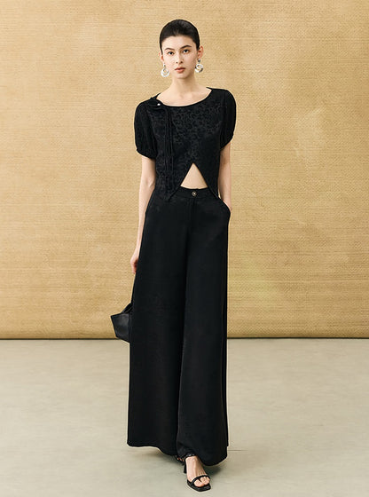 HECO Chinese high-end acetate jacquard drape slimming trousers - QUEEN.