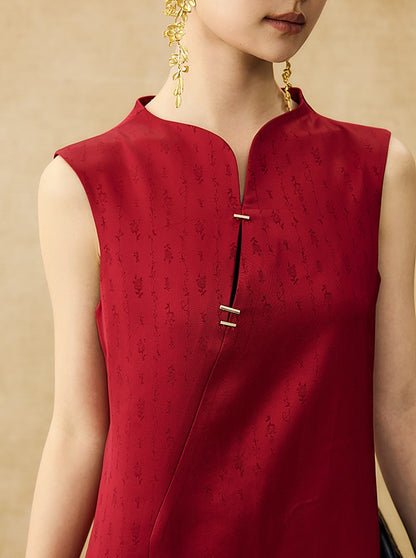 HECO Chinese Acetate Sleeveless Slit Long Dress- BELIEVE.