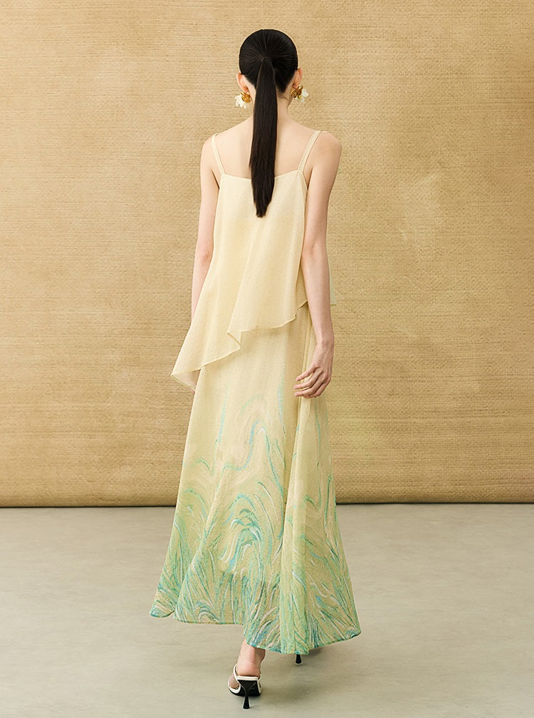 HECO Chinese Layered  Summer Smudge Temperament Long dress- ZING.