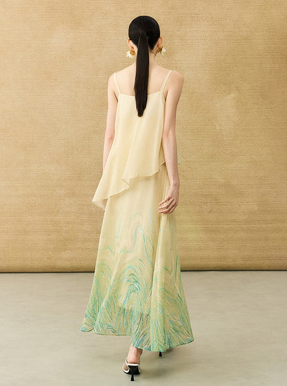 HECO Chinese Layered  Summer Smudge Temperament Long dress- ZING.