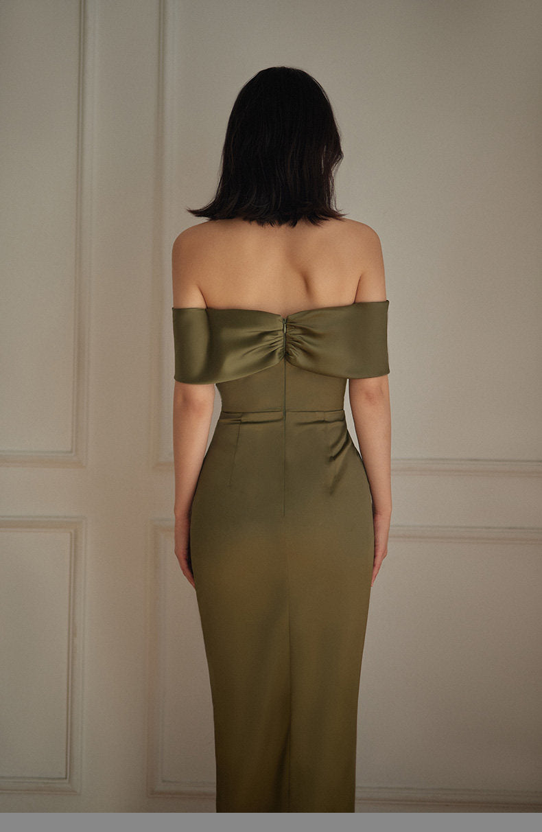 GOUDIN satin light luxury evening dress-SUWA.