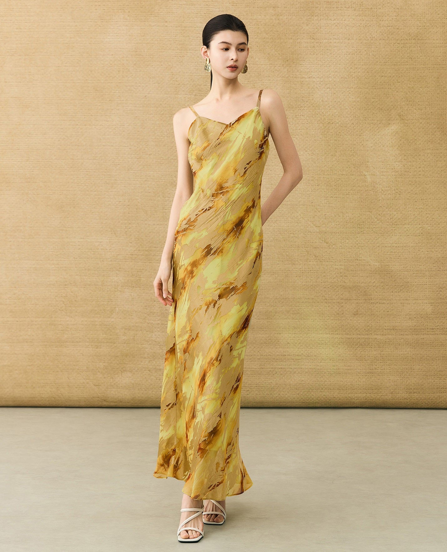 HECO Chinese style devored flower suspender dress - SKY.